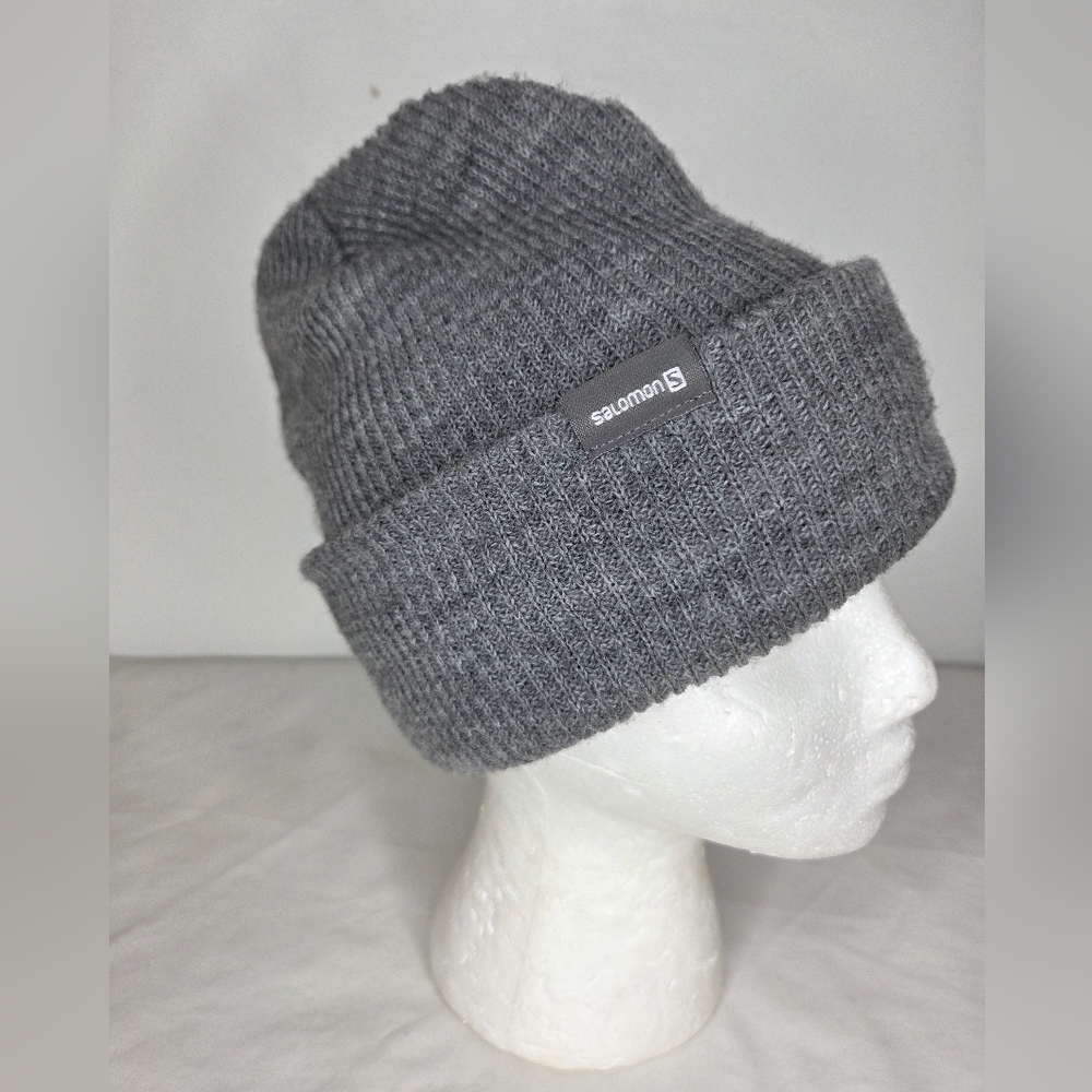 Salomon OS Gray Beanie "Snowbird" Acrylic-wool Knit